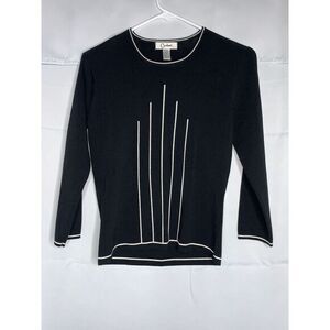 Carducci Knit Sweater Womens S Black White Stripe Tunic Pull-On Stretch Corpcore
